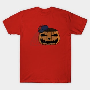 Spider in the web in the halloween pumpkin T-Shirt